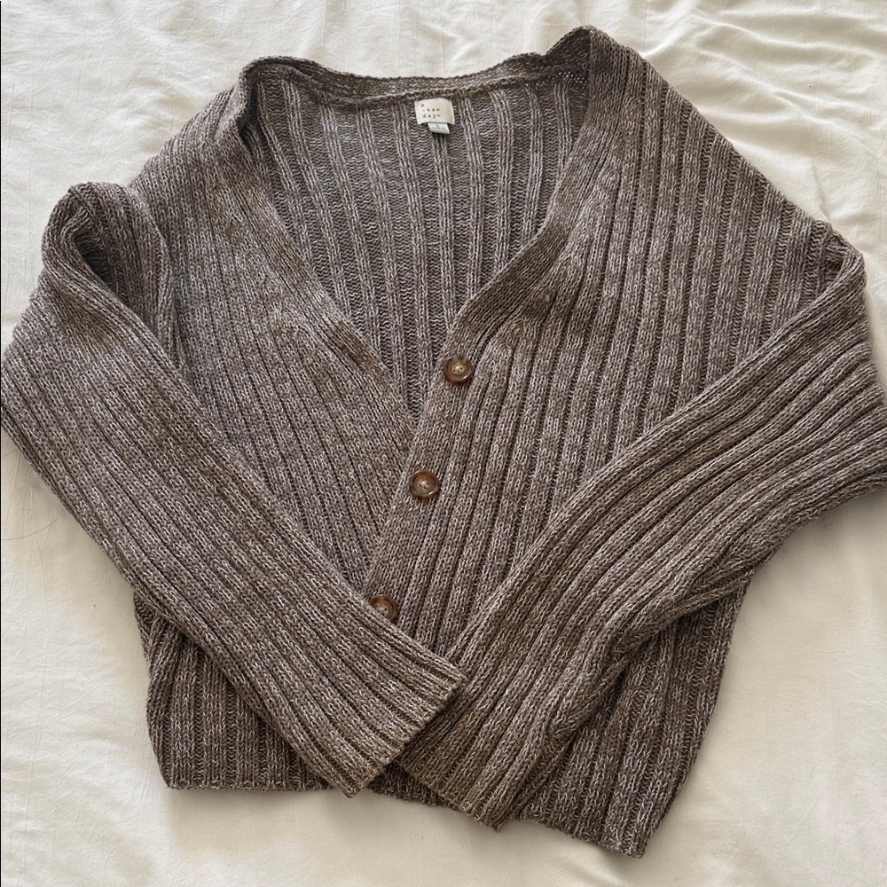 a new day Brown Ribbed Cardigan